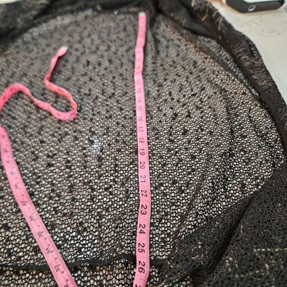 Clara Sunwoo Duster Cardigan XL Black Abstract Gold Mesh Sequin Embellished - Picture 11 of 12